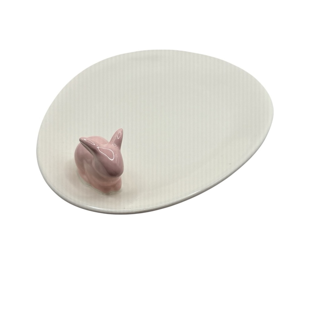 YANKEE CANDLE EASTER PINK BUNNY EGG SHAPED Plate.